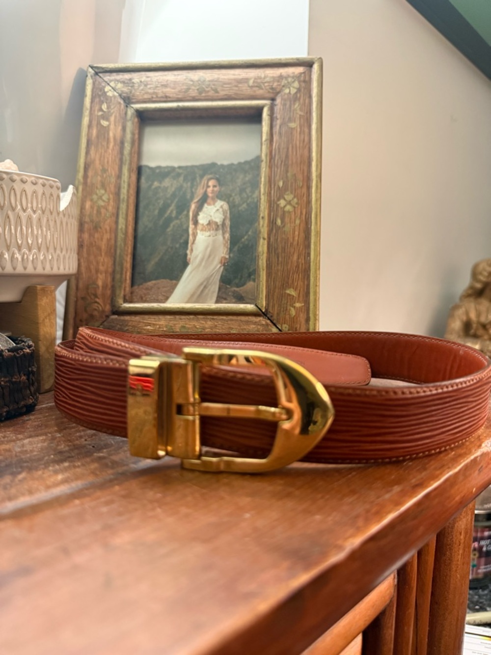 Epi Leather Belt Gold Buckle Size 85/34 Vintage